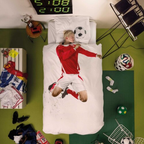 Snurk Soccer Champ rood dekbedovertrek-200x200/220 cm